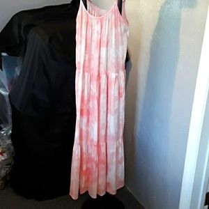 Long cotton tiered sleeveless summer dress size large